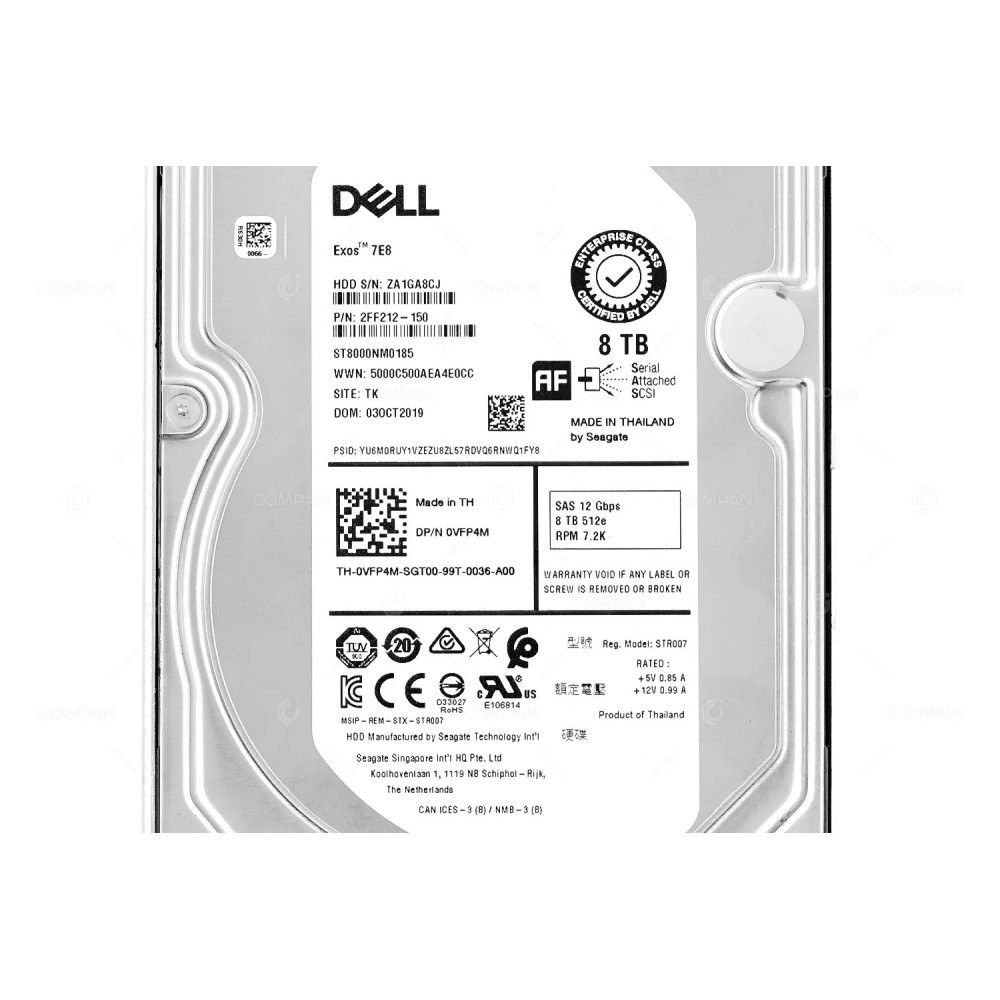 VFP4M G14  DELL HDD 8TB 7.2K SAS 12G 3.5" LFF FOR DELL POWEREDGE G14 G15